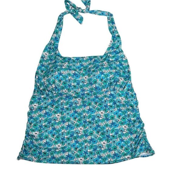 Lands' End Womens Floral Halter Neck Tankini Top Swimwear Multicolor Size 26W - Picture 12 of 16